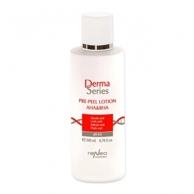 DERMA SERIES Предпілінговий знежирюючий лосьон PRE-PEEL LOTION AHA&BHA, 200 мл